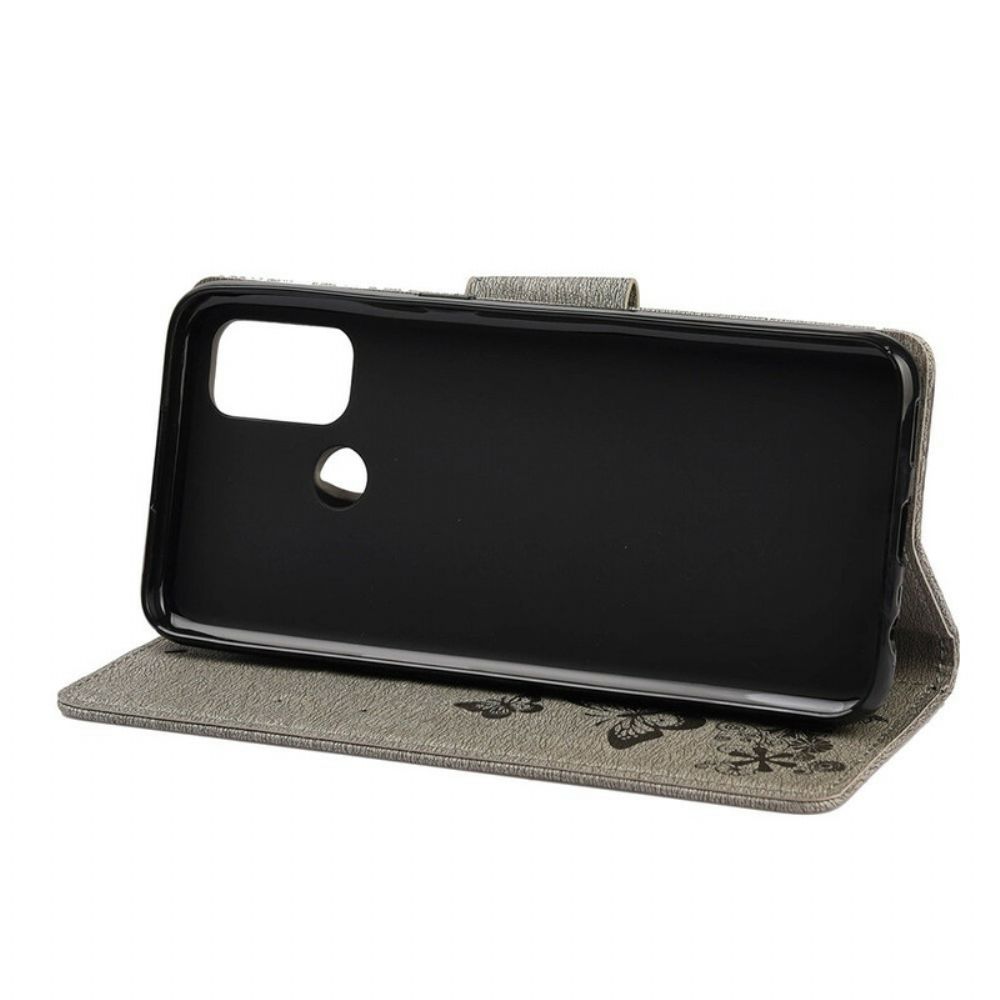 Flip Case Für Oppo A53 / A53s Nur Schmetterlinge Mit Lanyard