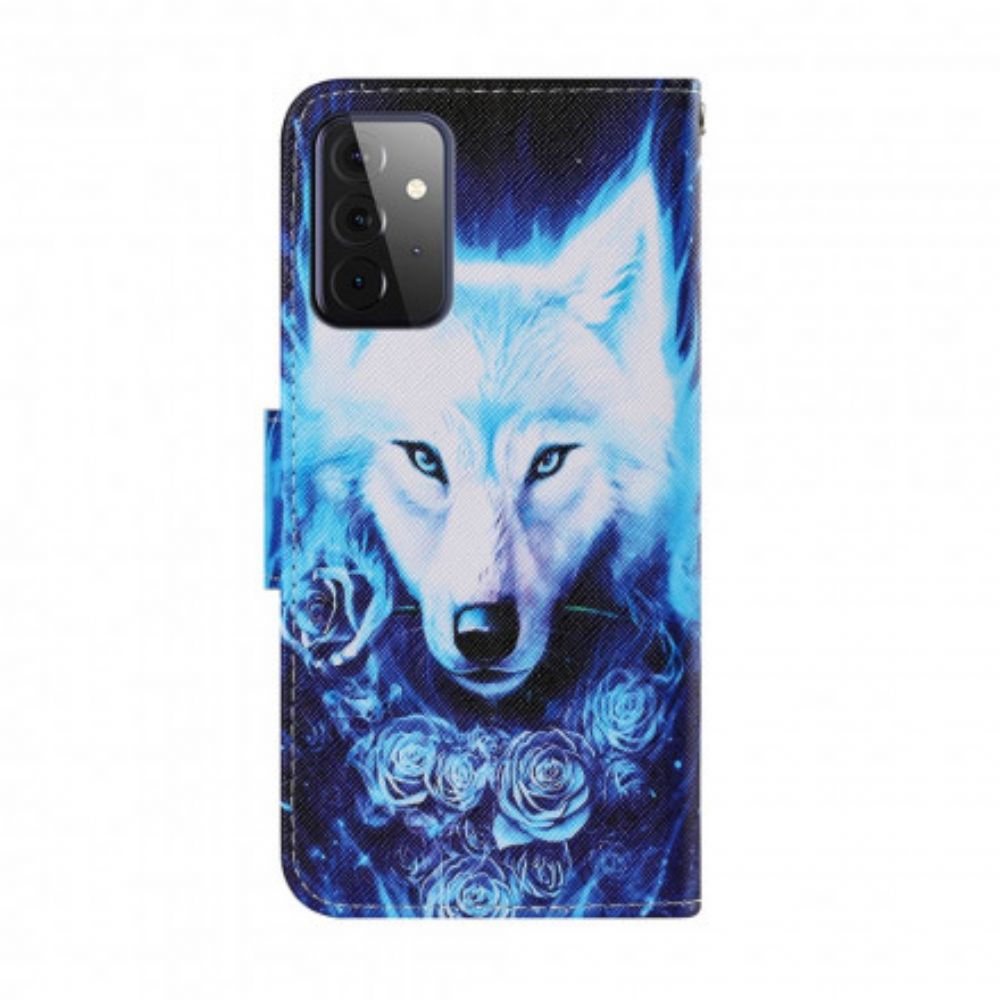 Flip Case Für Samsung Galaxy A72 4G / 5G Weißer Wolf