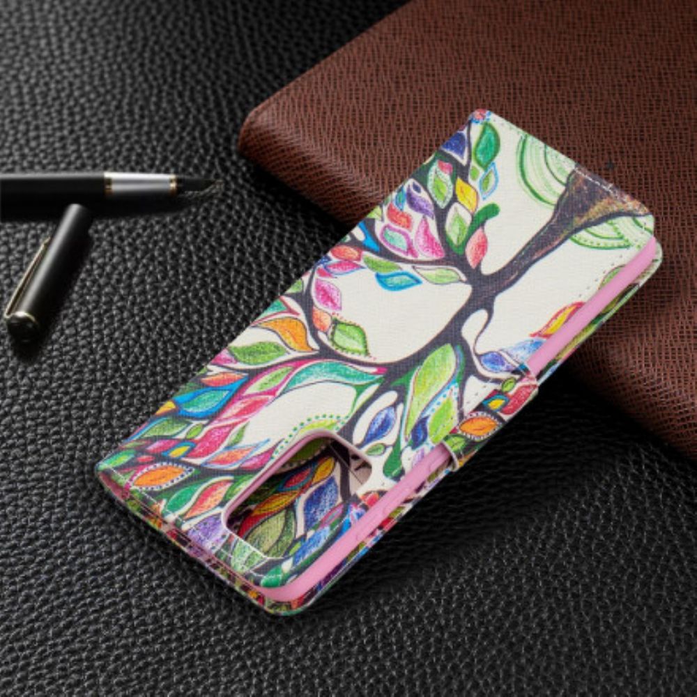 Lederhüllen Für Samsung Galaxy A72 4G / 5G Farbiger Baum