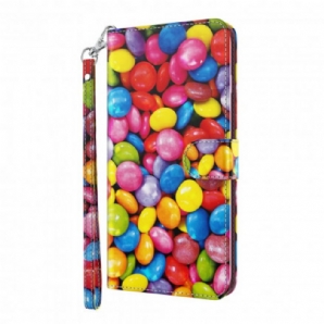 Lederhüllen Für Samsung Galaxy A72 4G / 5G Light Spot Candy Mit Lanyard