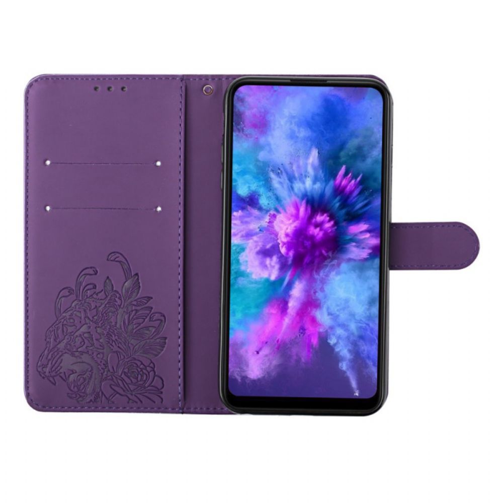 Lederhüllen Für Samsung Galaxy A72 4G / 5G Mit Kordel Barocker Riemchen-tiger