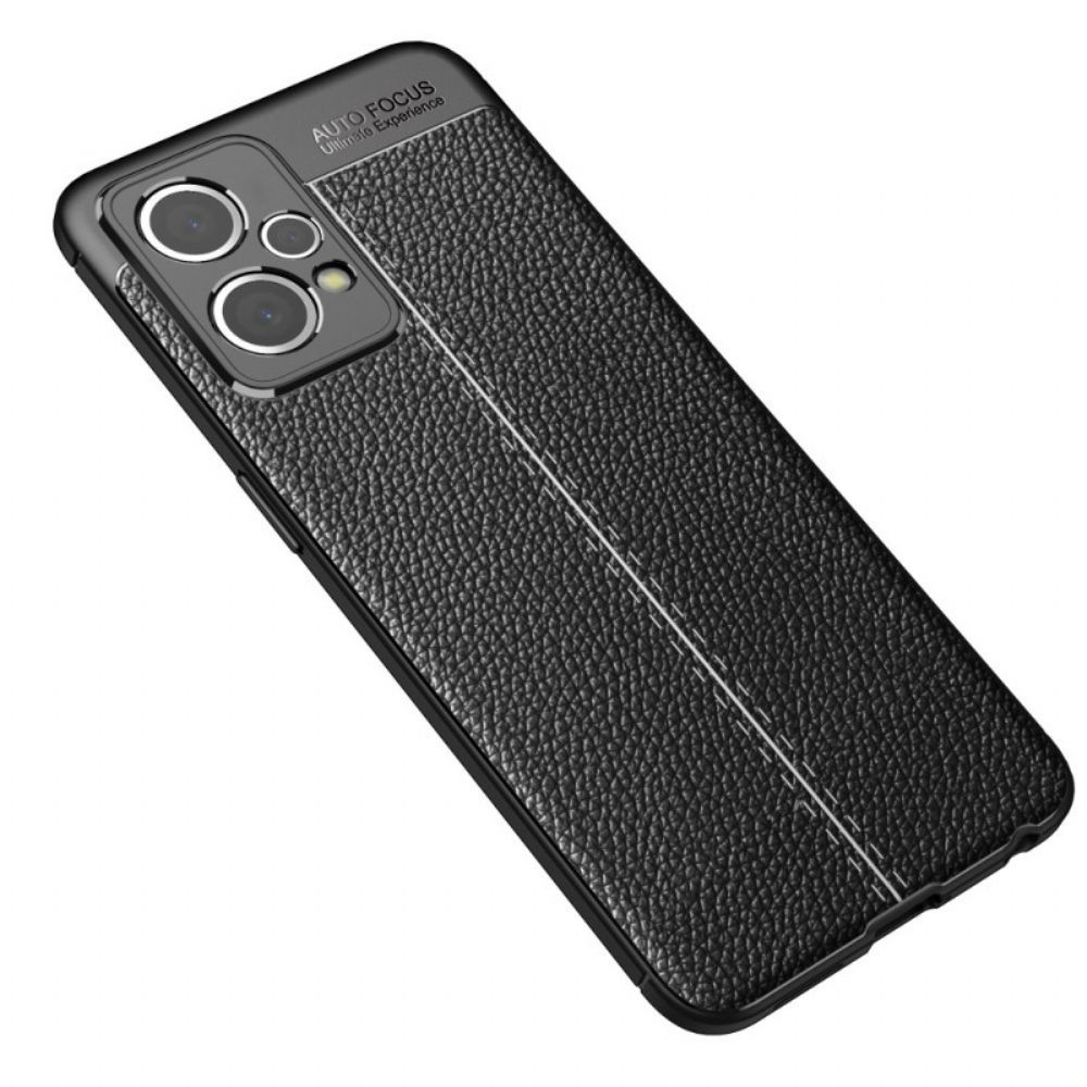 Handyhülle Für Realme 9 Pro Plus Doppellinie Litschi-leder-effekt