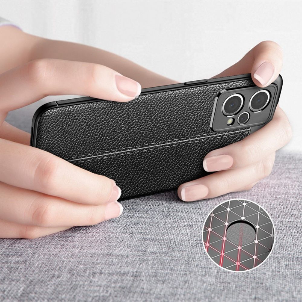 Handyhülle Für Realme 9 Pro Plus Doppellinie Litschi-leder-effekt