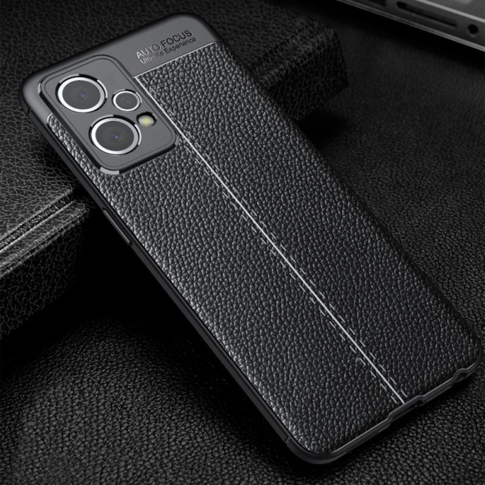 Handyhülle Für Realme 9 Pro Plus Doppellinie Litschi-leder-effekt