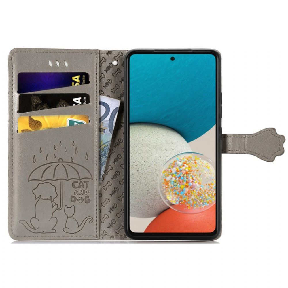 Flip Case Für Samsung Galaxy M53 5G Animierte Tiere