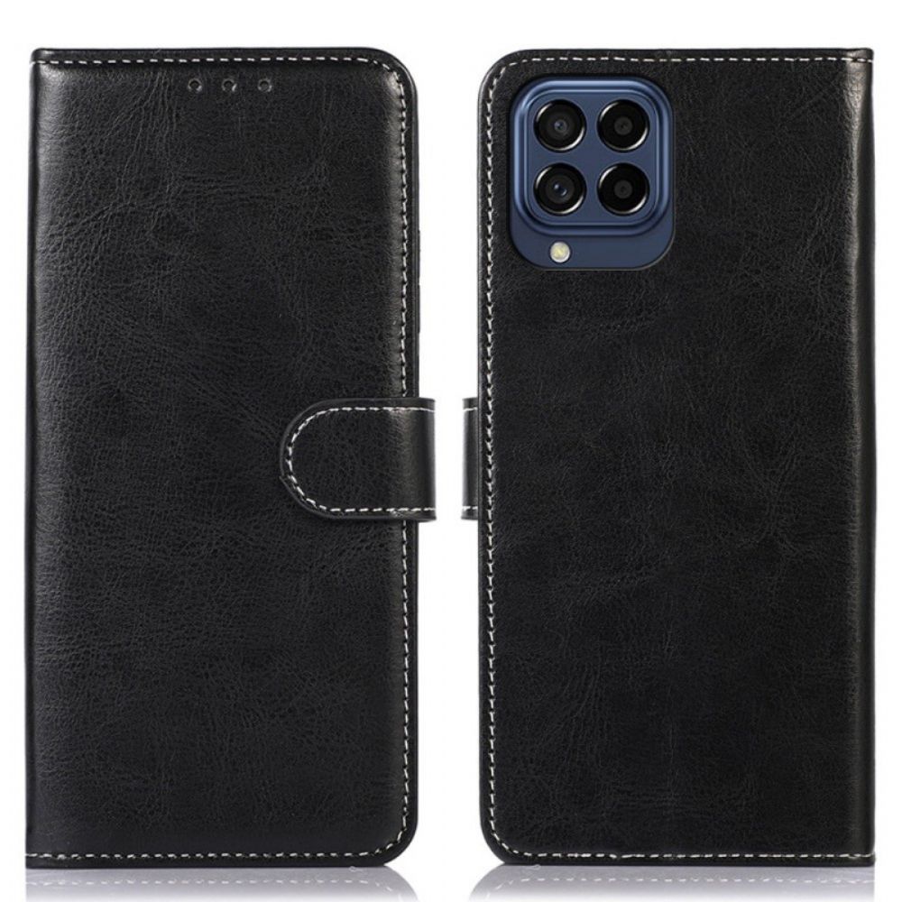 Flip Case Für Samsung Galaxy M53 5G Lederstil Und Nähte