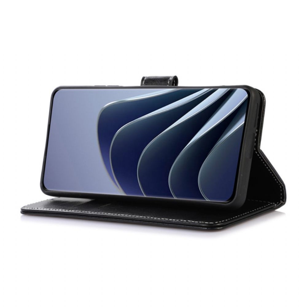Flip Case Für Samsung Galaxy M53 5G Lederstil Und Nähte