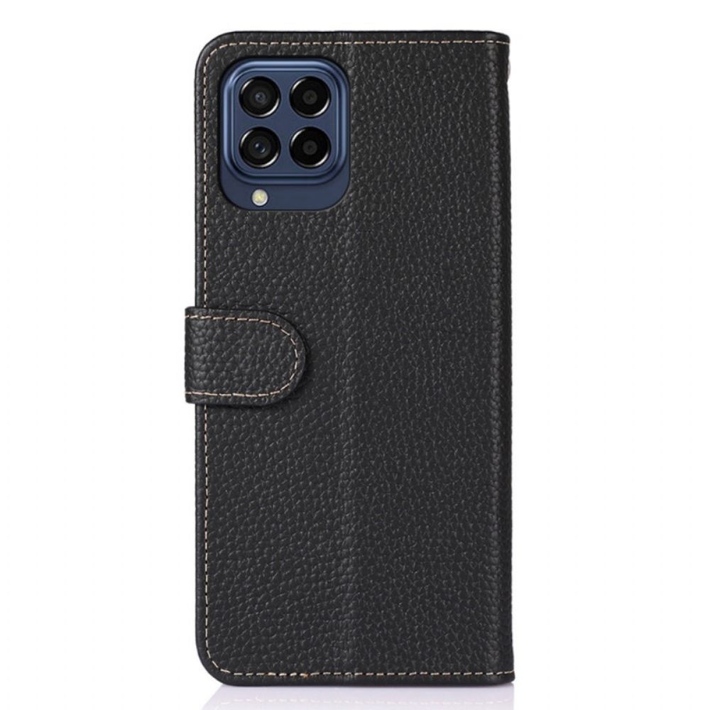 Flip Case Für Samsung Galaxy M53 5G Litschi Khazneh Leder
