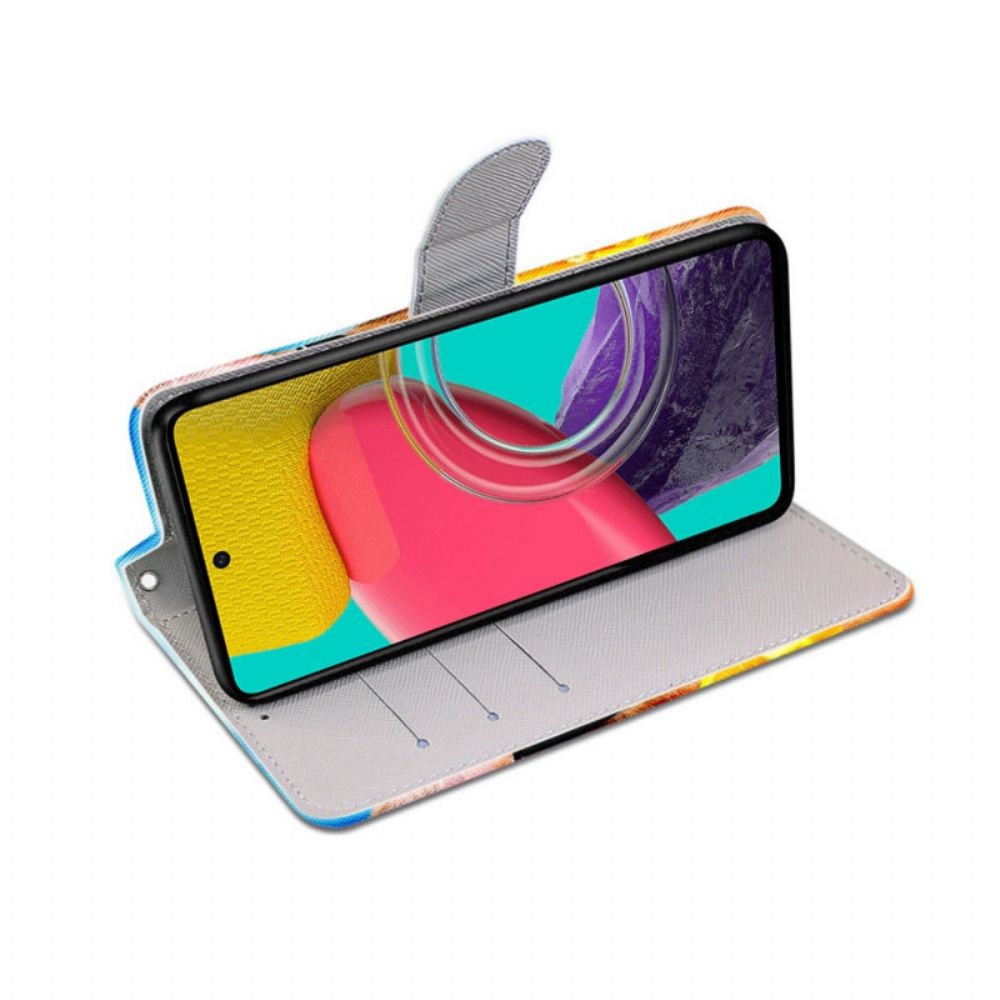 Flip Case Für Samsung Galaxy M53 5G Mit Kordel Tanga Star Cat