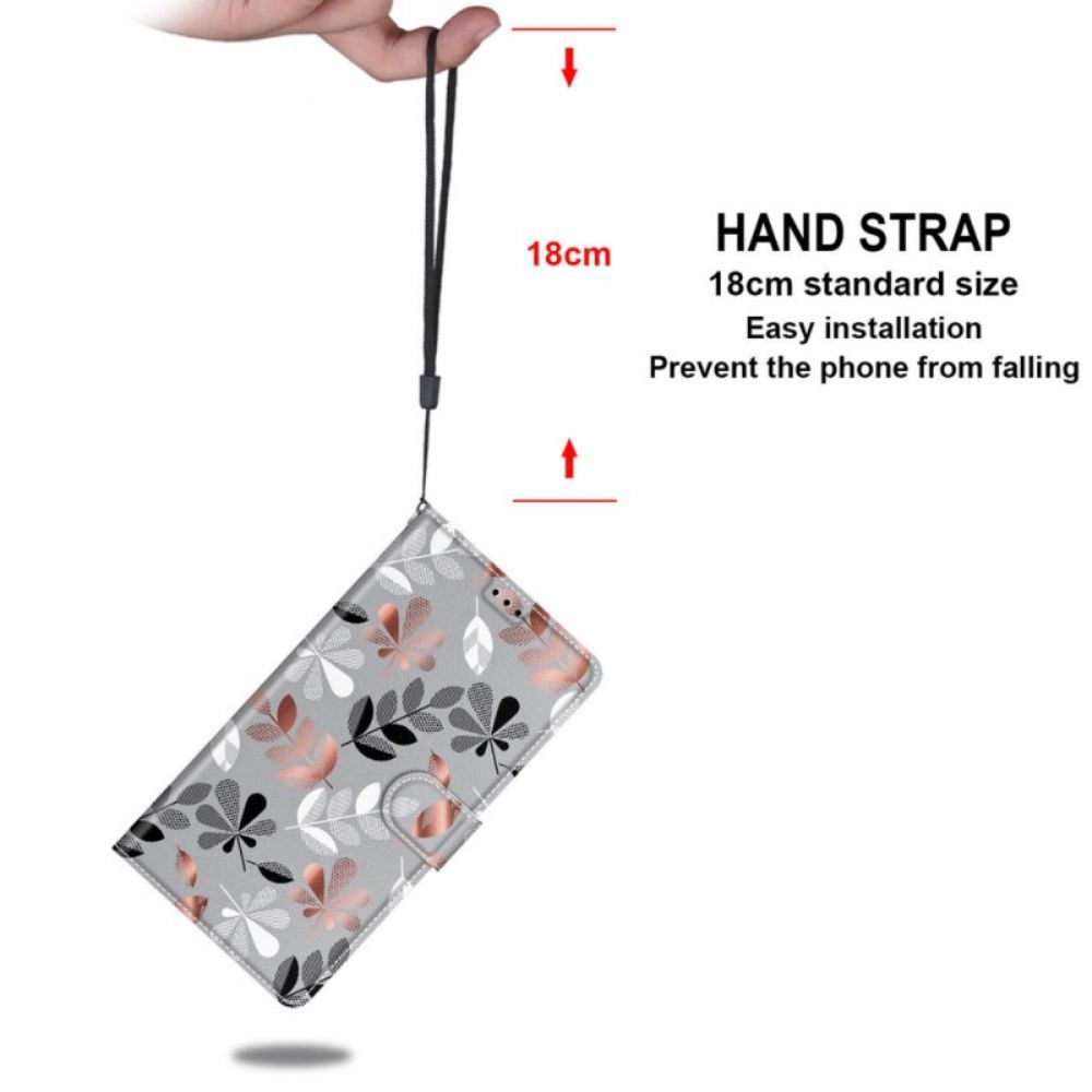 Lederhüllen Für Samsung Galaxy M53 5G Blätter Mit Lanyard
