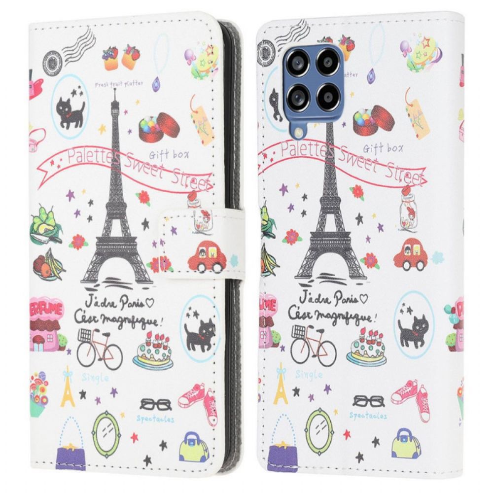 Lederhüllen Für Samsung Galaxy M53 5G Ich Liebe Paris