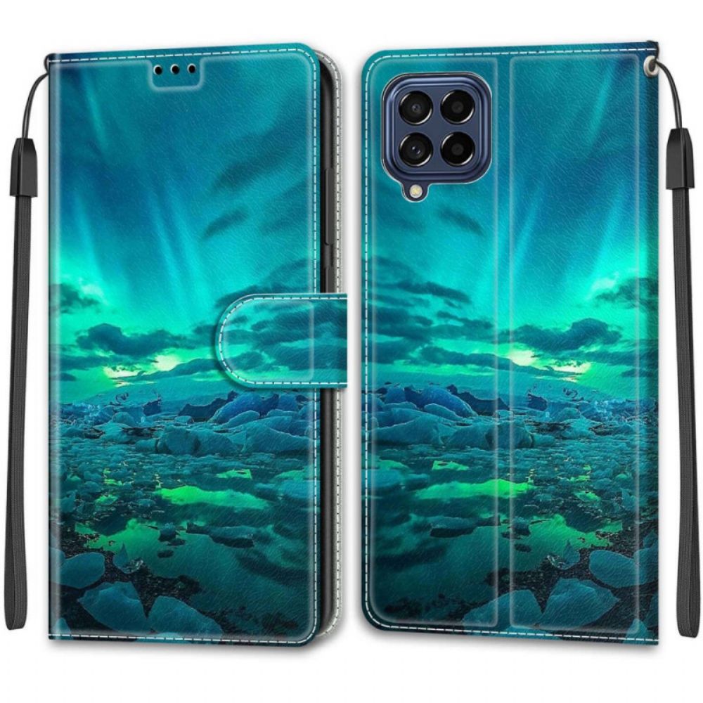 Lederhüllen Für Samsung Galaxy M53 5G Mit Kordel Riemenlandschaft
