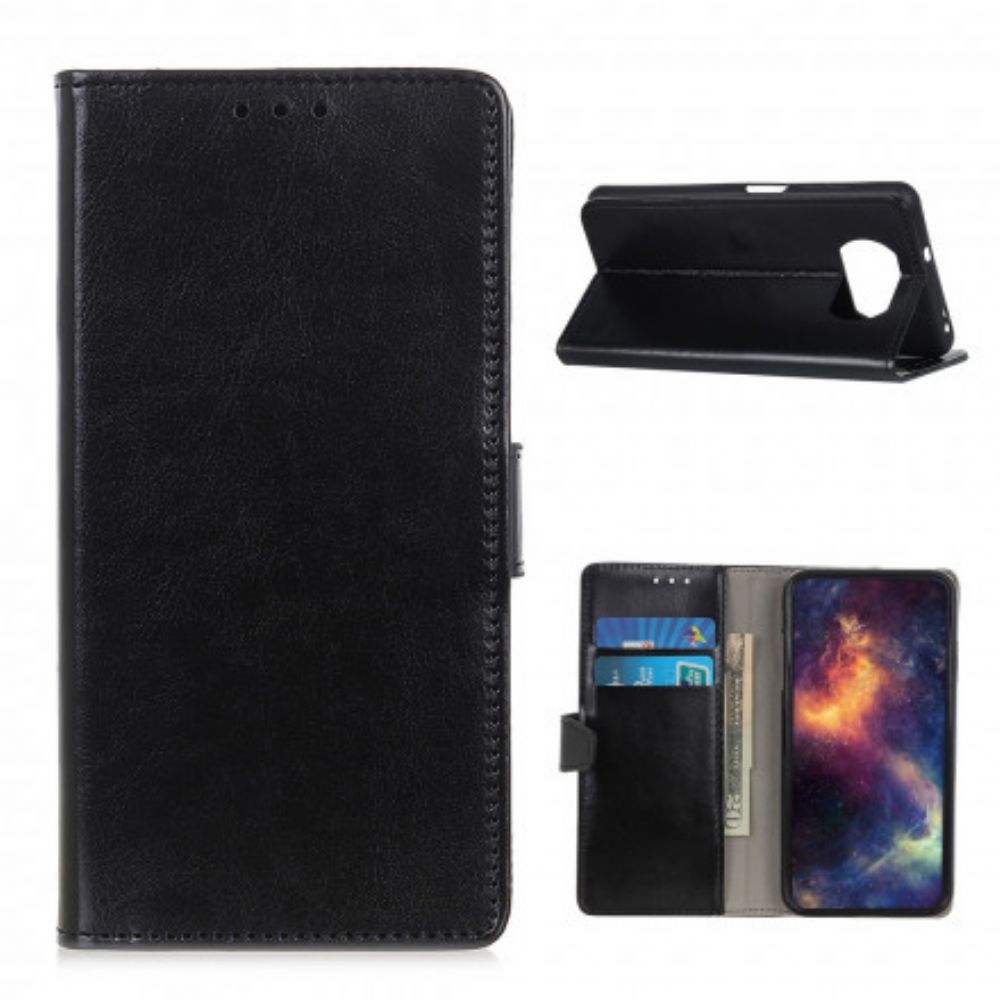 Flip Case Für Poco X3 / X3 Pro / X3 NFC Einfacher Glänzender Ledereffekt