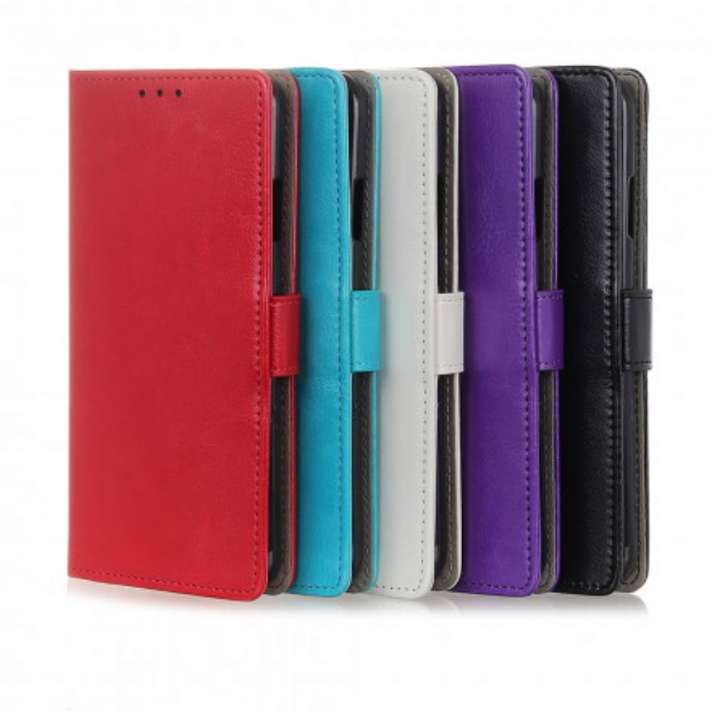 Flip Case Für Poco X3 / X3 Pro / X3 NFC Einfacher Glänzender Ledereffekt