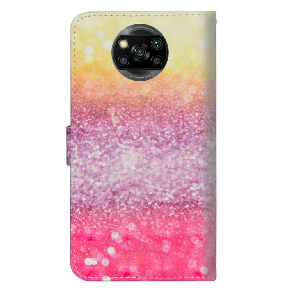 Flip Case Für Poco X3 / X3 Pro / X3 NFC Magentafarbener Glitzerverlauf