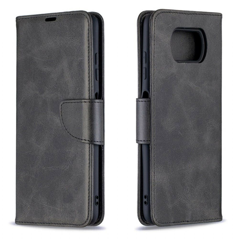 Lederhüllen Für Poco X3 / X3 Pro / X3 NFC Flip Case Glatte Schräge Klappe