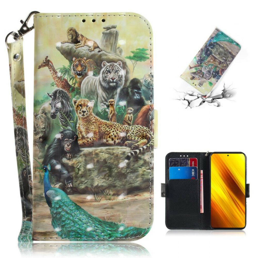 Lederhüllen Für Poco X3 / X3 Pro / X3 NFC Mit Kordel Tanga-safaritiere