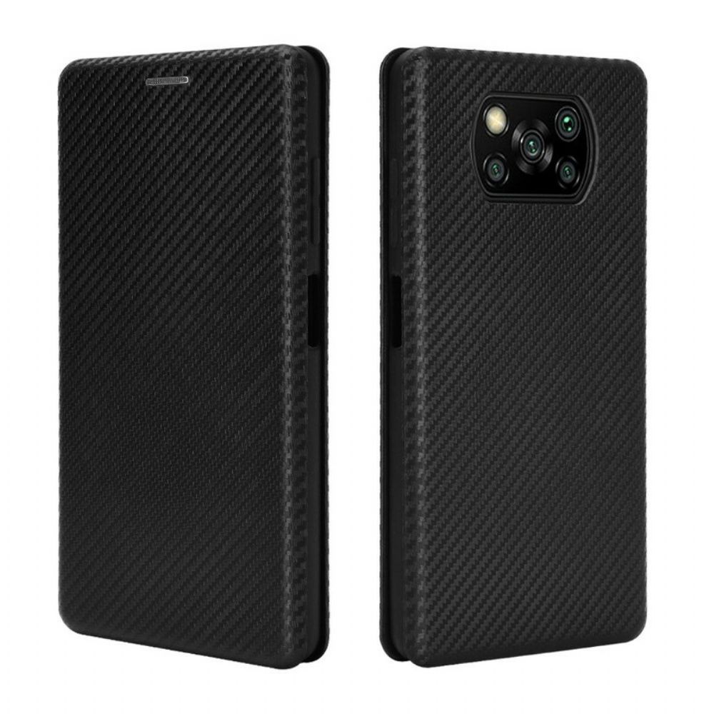 Schutzhülle Für Poco X3 / X3 Pro / X3 NFC Flip Case Kohlefaser Mit Stützring
