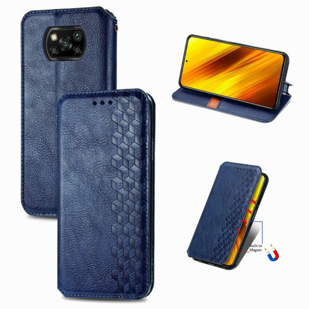 Schutzhülle Für Poco X3 / X3 Pro / X3 NFC Flip Case Ledereffekt Mit Rautenstruktur