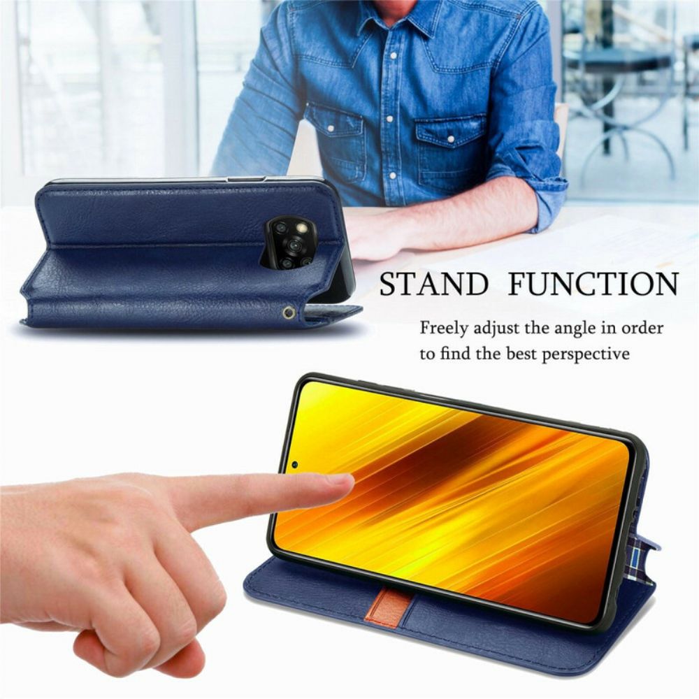 Schutzhülle Für Poco X3 / X3 Pro / X3 NFC Flip Case Ledereffekt Mit Rautenstruktur