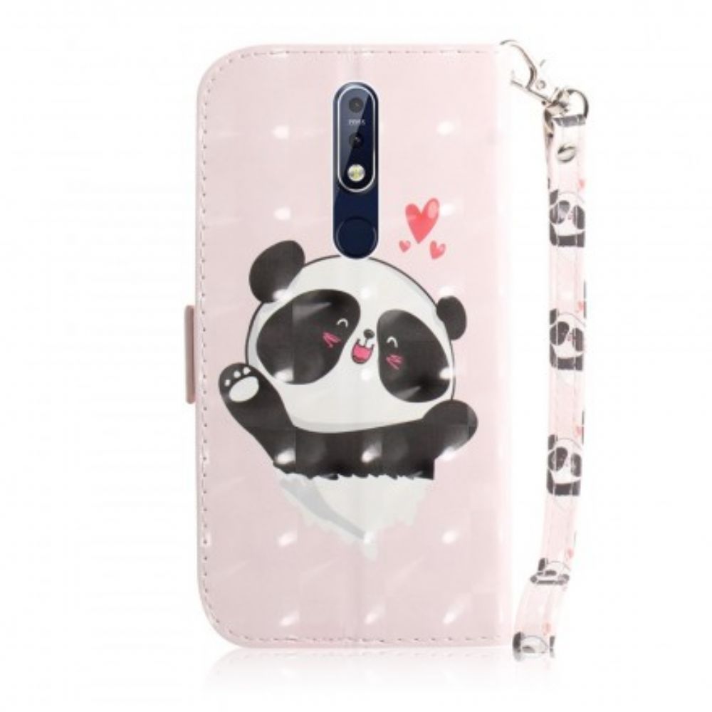 Flip Case Für Nokia 7.1 Mit Kordel Panda Love Mit Riemen