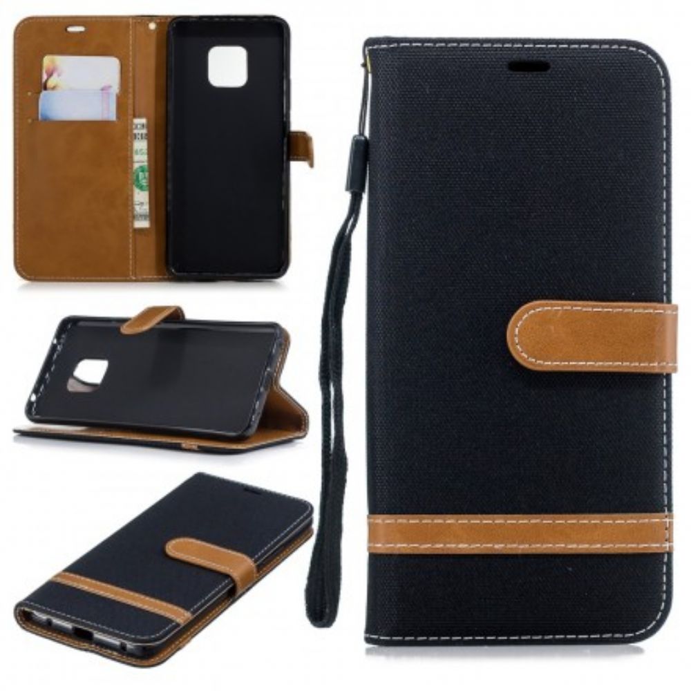 Flip Case Für Huawei Mate 20 Pro Mit Kordel Armband In Stoff- Und Lederoptik