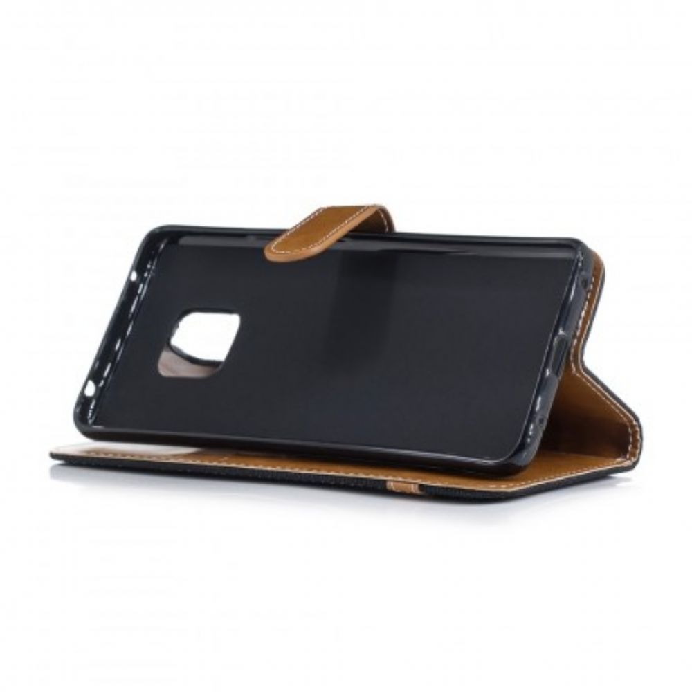 Flip Case Für Huawei Mate 20 Pro Mit Kordel Armband In Stoff- Und Lederoptik