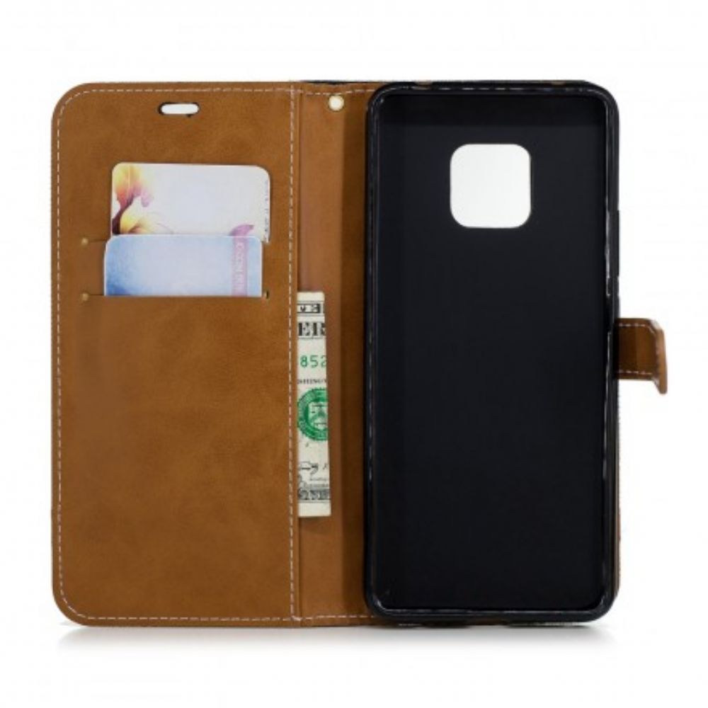 Flip Case Für Huawei Mate 20 Pro Mit Kordel Armband In Stoff- Und Lederoptik