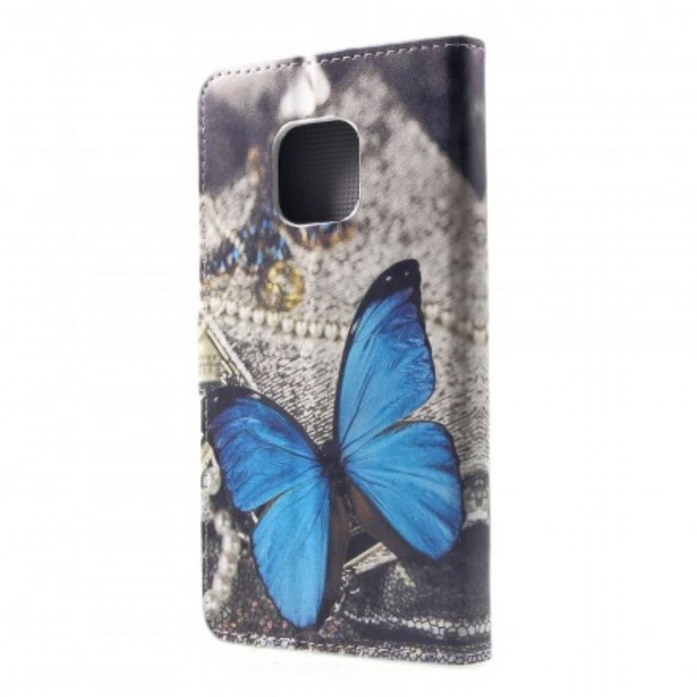 Lederhüllen Für Huawei Mate 20 Pro Blauer Schmetterling