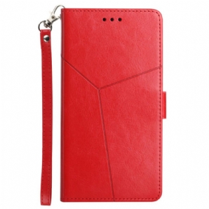 Flip Case Für Xiaomi Redmi Note 11 Pro Plus 5G Mit Kordel Geometrischer Riemchen-lederstil