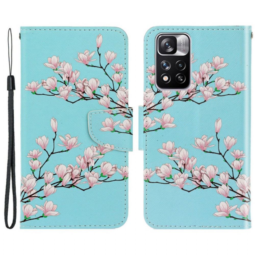 Flip Case Für Xiaomi Redmi Note 11 Pro Plus 5G Mit Kordel Riemenbaum