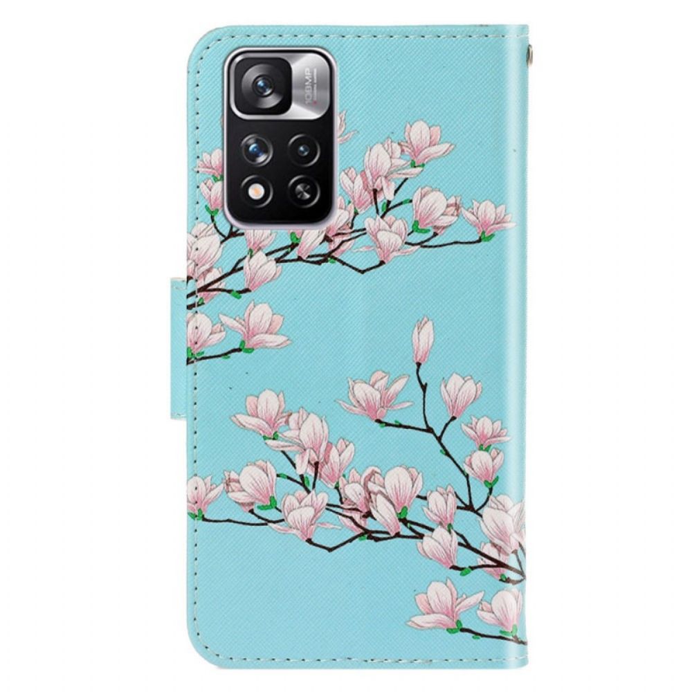 Flip Case Für Xiaomi Redmi Note 11 Pro Plus 5G Mit Kordel Riemenbaum