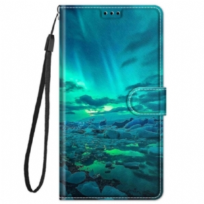 Flip Case Für Xiaomi Redmi Note 11 Pro Plus 5G Mit Kordel Riemenlandschaft