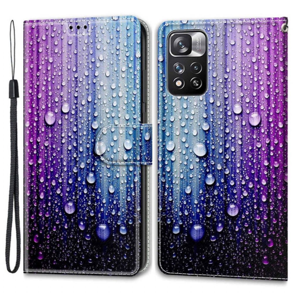 Flip Case Für Xiaomi Redmi Note 11 Pro Plus 5G Wassertropfen Mit Lanyard
