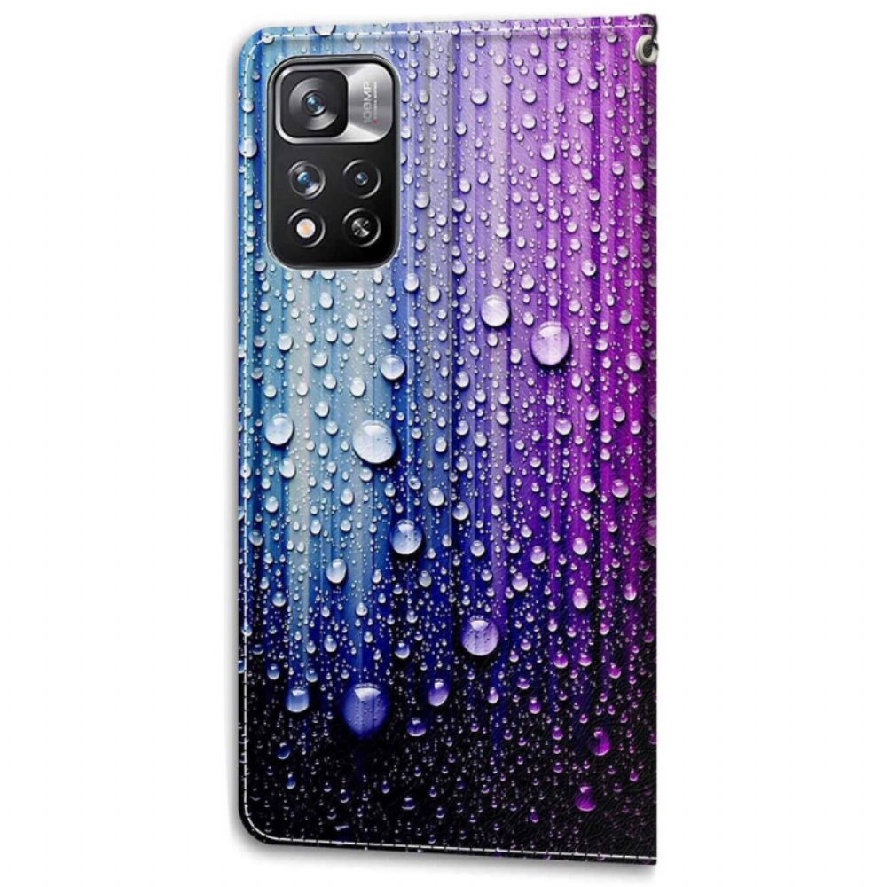 Flip Case Für Xiaomi Redmi Note 11 Pro Plus 5G Wassertropfen Mit Lanyard
