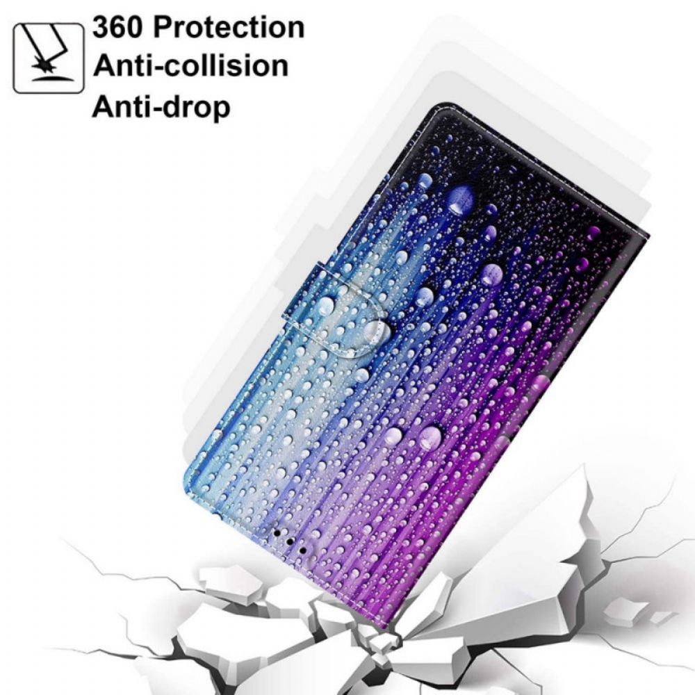 Flip Case Für Xiaomi Redmi Note 11 Pro Plus 5G Wassertropfen Mit Lanyard