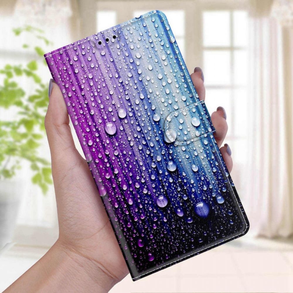 Flip Case Für Xiaomi Redmi Note 11 Pro Plus 5G Wassertropfen Mit Lanyard