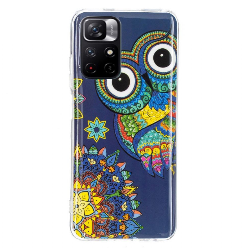 Handyhülle Für Xiaomi Redmi Note 11 Pro Plus 5G Fluoreszierende Mandala-eule