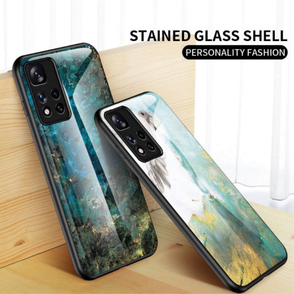 Handyhülle Für Xiaomi Redmi Note 11 Pro Plus 5G Marmorfarben Gehärtetes Glas