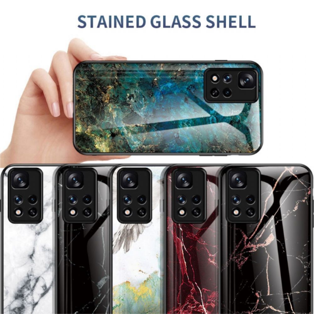 Handyhülle Für Xiaomi Redmi Note 11 Pro Plus 5G Marmorfarben Gehärtetes Glas