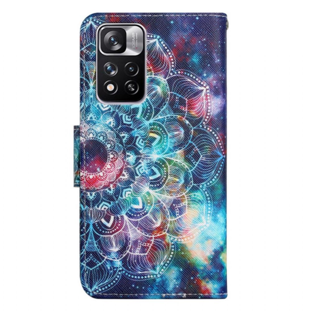 Lederhüllen Für Xiaomi Redmi Note 11 Pro Plus 5G Mit Kordel Auffälliges Riemchen-mandala