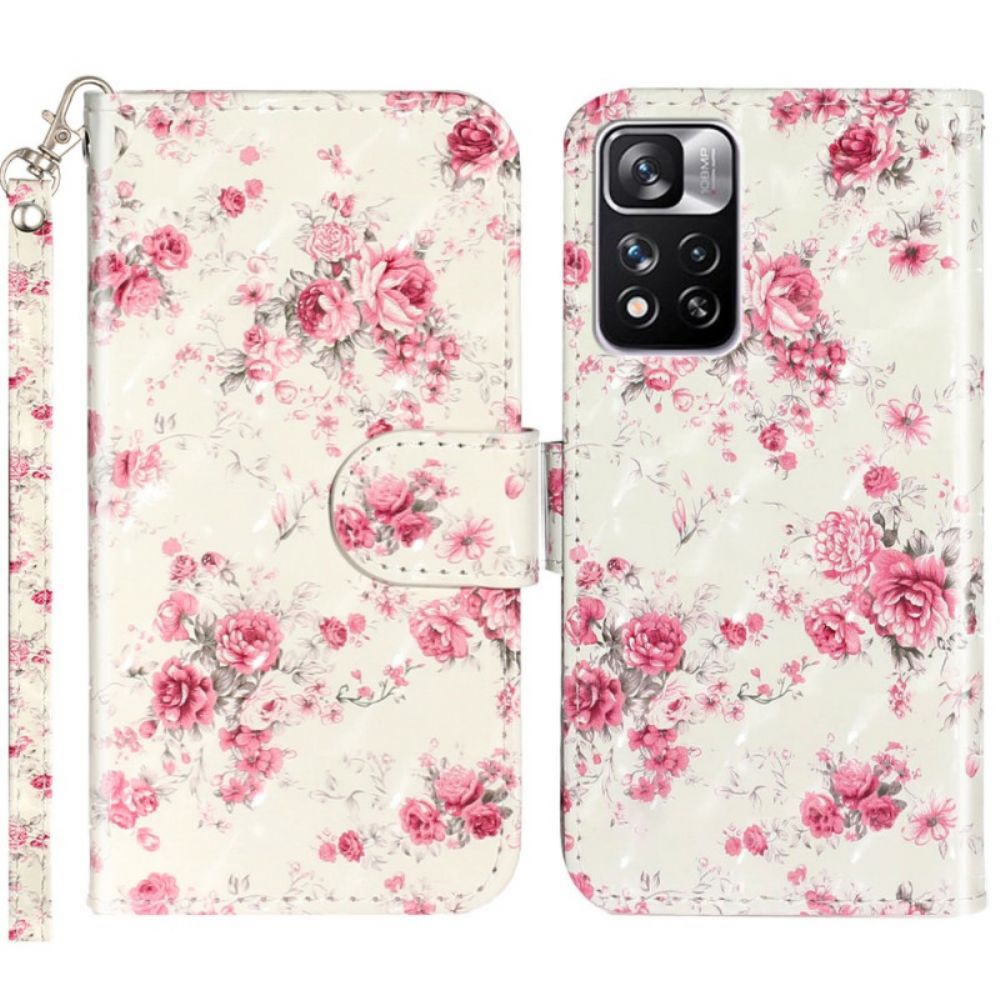Lederhüllen Für Xiaomi Redmi Note 11 Pro Plus 5G Mit Kordel Liberty Strap Blumen
