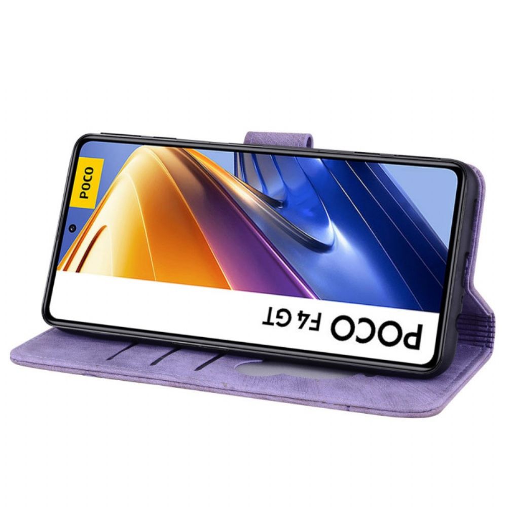 Flip Case Für Poco F4 Mit Kordel Tanga Blumenkatze