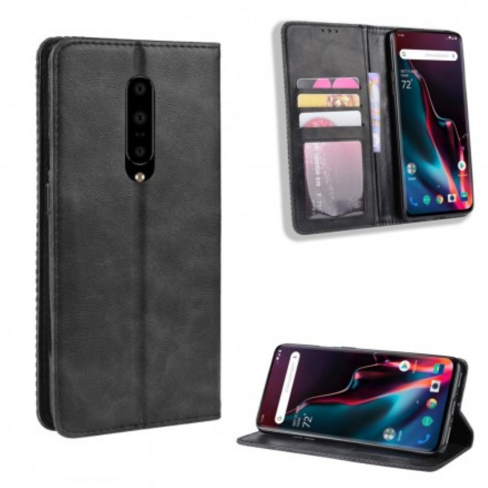 Schutzhülle Für OnePlus 7 Pro Flip Case Stilisierter Vintage-ledereffekt