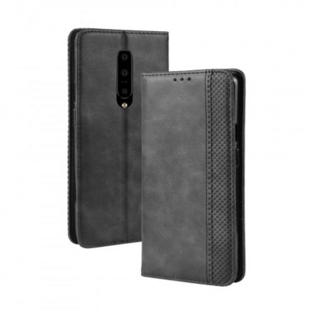 Schutzhülle Für OnePlus 7 Pro Flip Case Stilisierter Vintage-ledereffekt