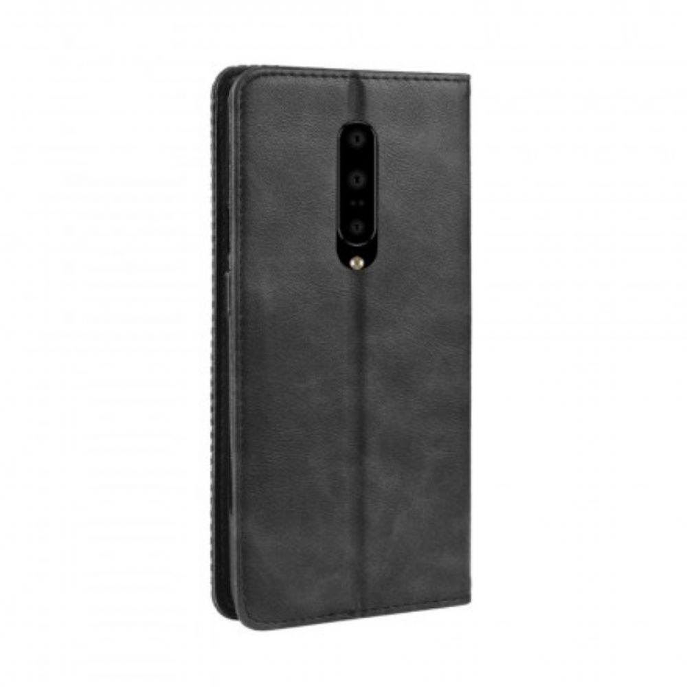 Schutzhülle Für OnePlus 7 Pro Flip Case Stilisierter Vintage-ledereffekt