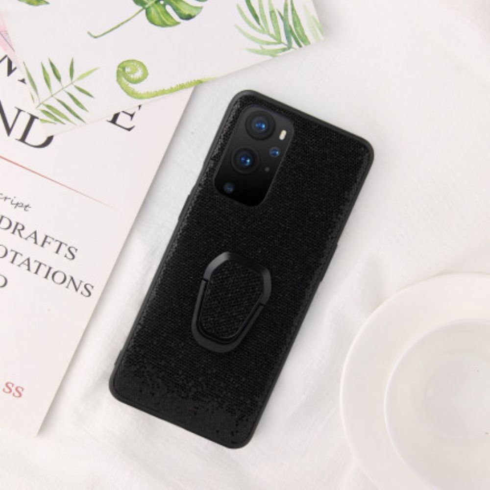 Handyhülle Für OnePlus 9 Pro Schwarze Pailletten-ring-unterstützung