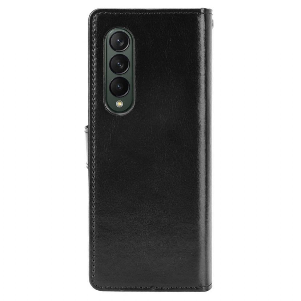 Lederhüllen Für Samsung Galaxy Z Fold 4 Mit Kordel Klassischer Glatter Kunstlederriemen