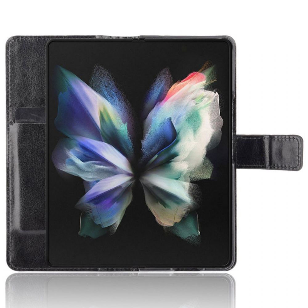 Lederhüllen Für Samsung Galaxy Z Fold 4 Mit Kordel Retro Business Riemchen