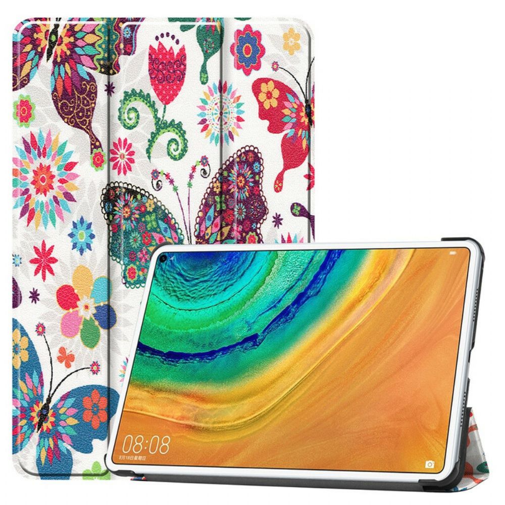 Schutzhülle Für Huawei MatePad Pro Retro Schmetterlinge Und Blumen